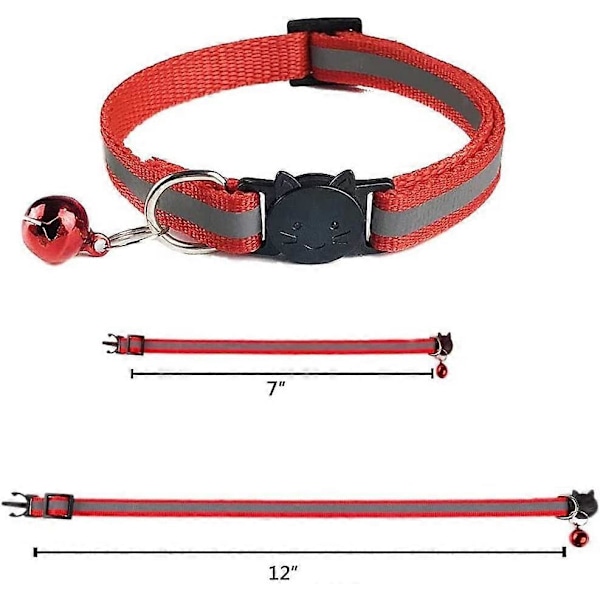 6 stycken Katt Anti-Strypningshalsband Kattungar Valp Justerbart Reflex med Bjällra och Säkerhetsspänne, Passar De Flesta Hushållskatter