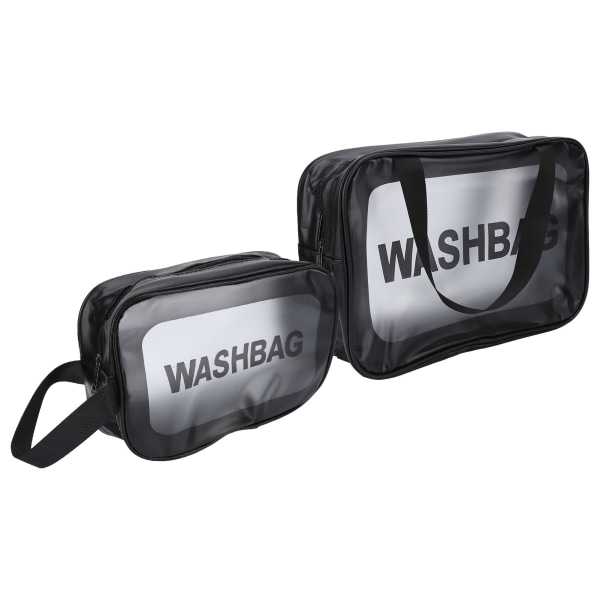 2 stk toilettaske gennemsigtig stil lynlås design sort 2 forskellige størrelser PU TPU klar makeup taske til rejser