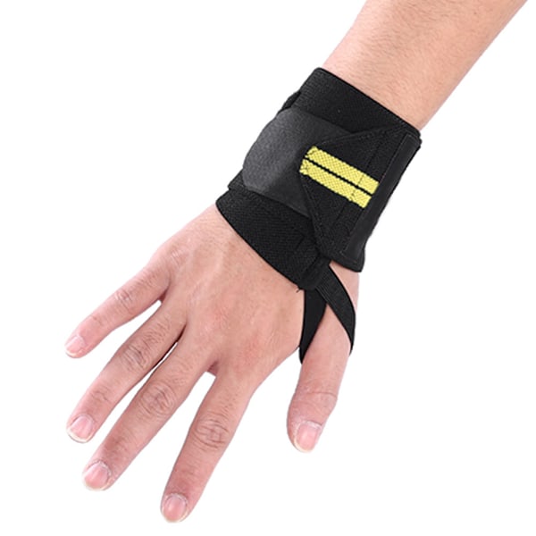 Håndleddsjusterbare elastiske wraps bandasjer vektløfting håndleddsstropp pustende treningsstudio (svart og gul)