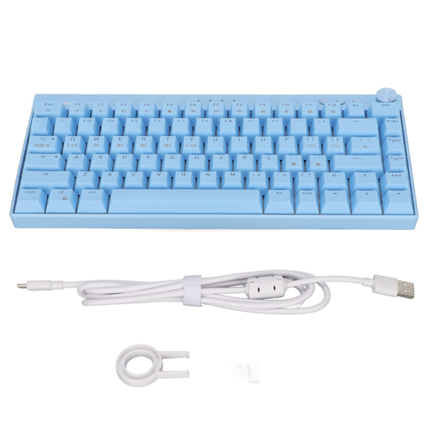 Blå mekanisk tastatur 82-tasters tastatur med tre mod med RGB kompatibel til Windows til IOS til Android Blå switch