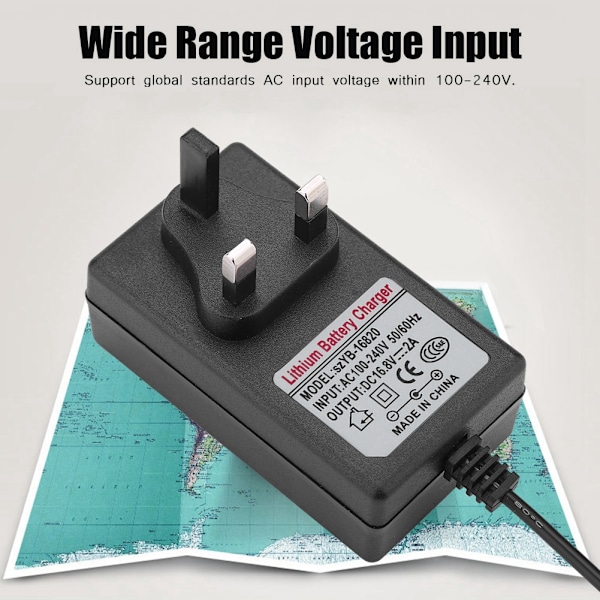AC100-240V DC 16.8V 2A udskiftning strømforsyning lithium ion batteri oplader sikker opladning UK
