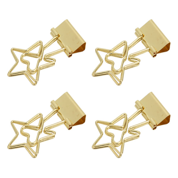 100 st Pärmklämmor Stjärnformade pappersklämmor Hollow Long tail brevpappersklämma för skolkontor Guld