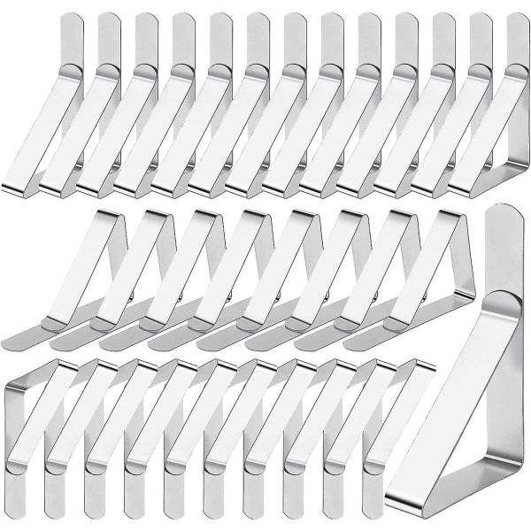 Stainless Steel Table Cloth Clips - Set of 30, Adjustable and Durable Table Cover Clamps for Indoor & Outdoor Use - Perfect for Picnics, Parties