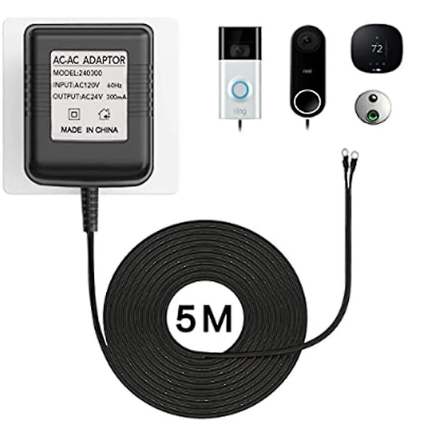 5m Strømforsyning Ladeadapter Lader For Video Ring Dørklokke Transformator