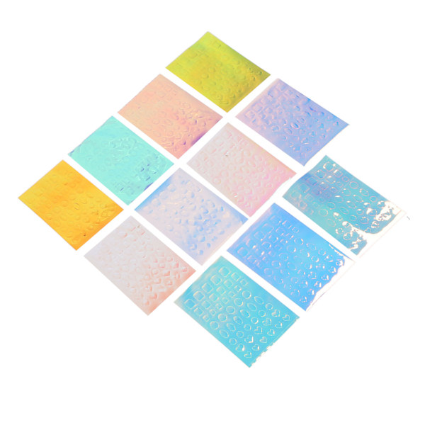 11 ark Nail Art Stickers Glitter Laser Färgglad Multi Shape självhäftande gratis Nail Art Decoration Decals Set