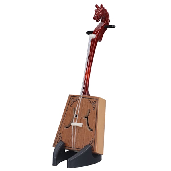 Musiikki-instrumentin pienoismalli Klassinen käsintehty pienoismalli etnisestä musiikki-instrumentista kotelolla ja jalustalla