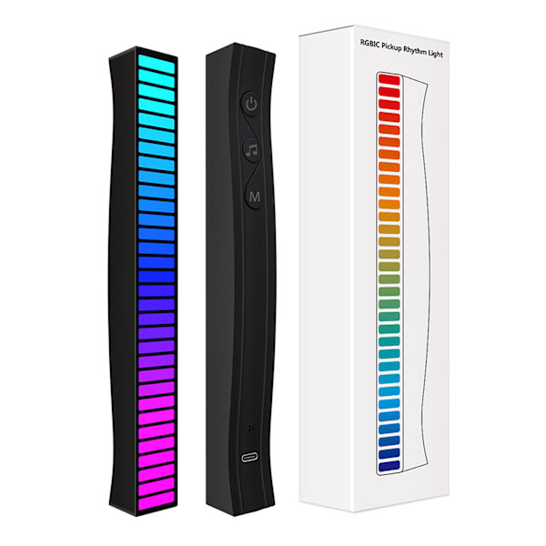 Lydreaktiv LED-lysbjelke RGB Fargerik APP-kontroll Lyd Musikkrytme Dynamisk Striplys for Bilspill PC TV-rom