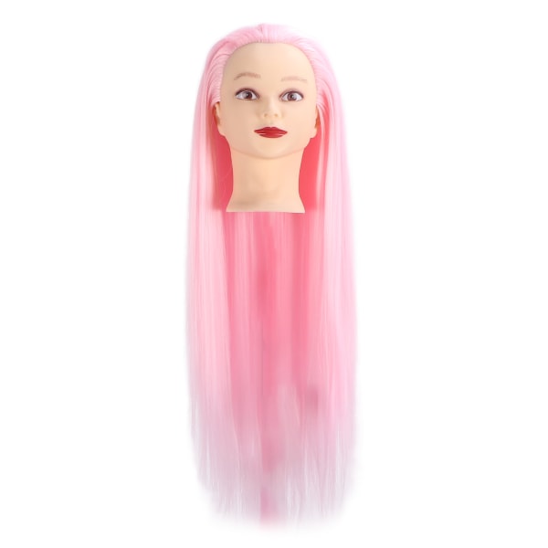Langt rosa hår Mannequin Hode Høytemperatur Wire Frisør Hårstyling Praksis Treningshode for skjønnhetslærerstudenter