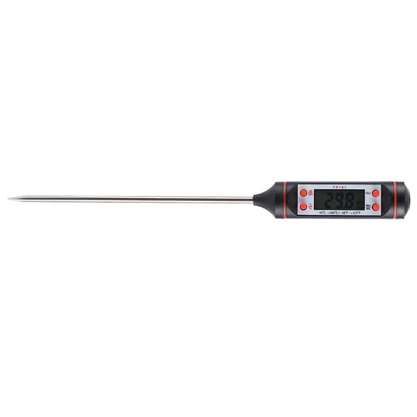Digital matlagningstermometer med sond och förvaringslåda för BBQ köksredskap