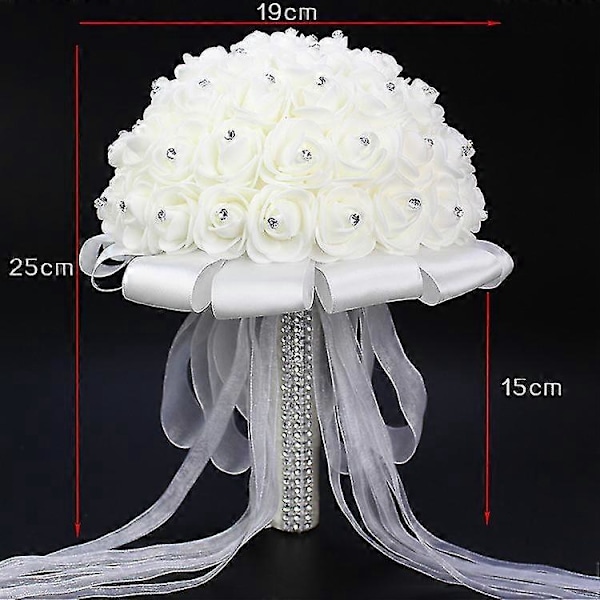 Kunstige bryllupsbuketter håndlavede roseblomster rhinestone brudepige brudebuket
