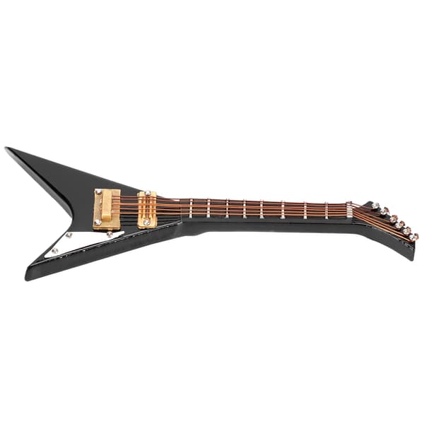 Gitarrdekoration Miniatyrprydnader V-formad Mini Musikinstrument Modell Present Svart 10cm