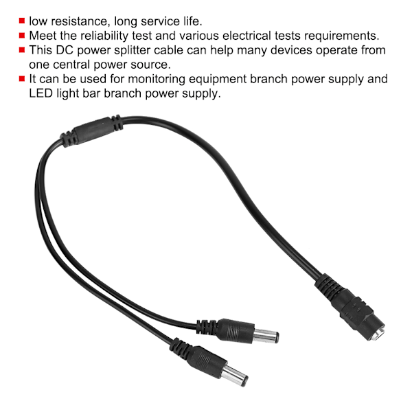10 stk 12V 1V2 Sikkerhedsmonitor DC Strømforsyning Splitter Adapter Connector Kabelledning