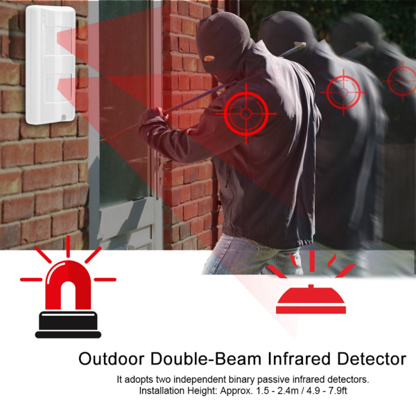 Utomhus Smart Vattentätt Dubbelstrålande Infraröd Anti-Pet Detector Säkerhetssystem