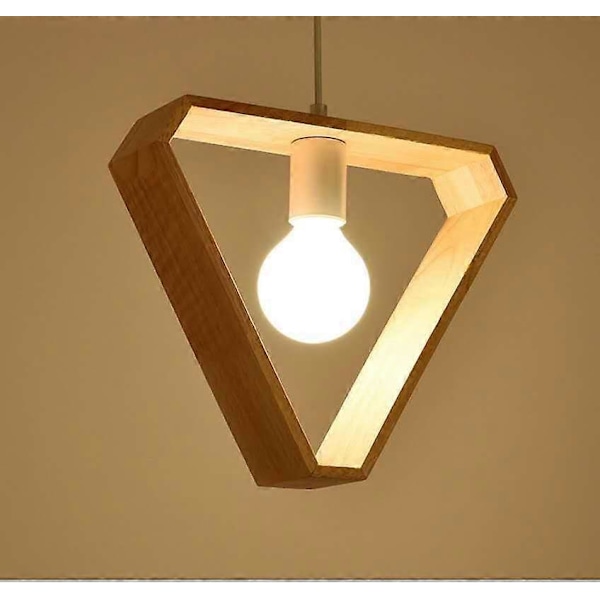 Nordisk Geometrisk Pendellampa i Trä, Enkel Hängande Dekorativ Trälampa för Restaurang, Bar, Matsal - Ingen Glödlampa (Geometrisk Triangel)