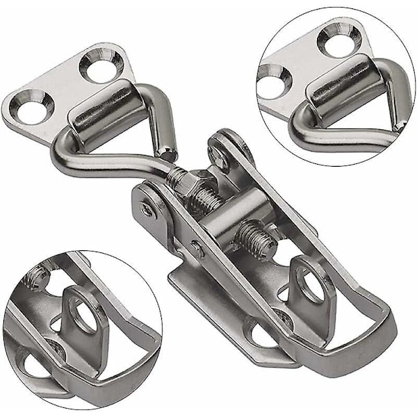 2 KPL Hasp Säädettävä Teräsvipu Puristin Jännityslukko Laatikko, Koukulla Teräsjousisalpa Kaapille, Laatikolle, Vetolaatikolle, Kaapille, Lääkintälaukulle, Työkalupakille