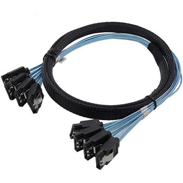 36P SFF-8087 till 4 SATA 7-stifts 90° Datakabeladapterkabel 1m