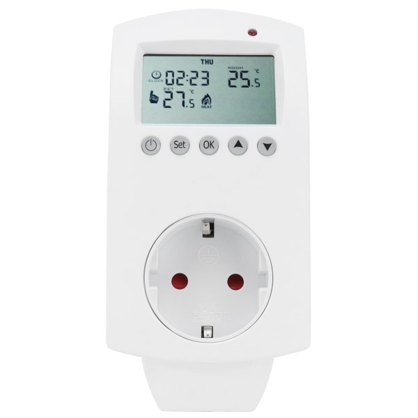 Plug-in termostat LCD programmerbar varmetemperaturkontroller 16A EU AC230V