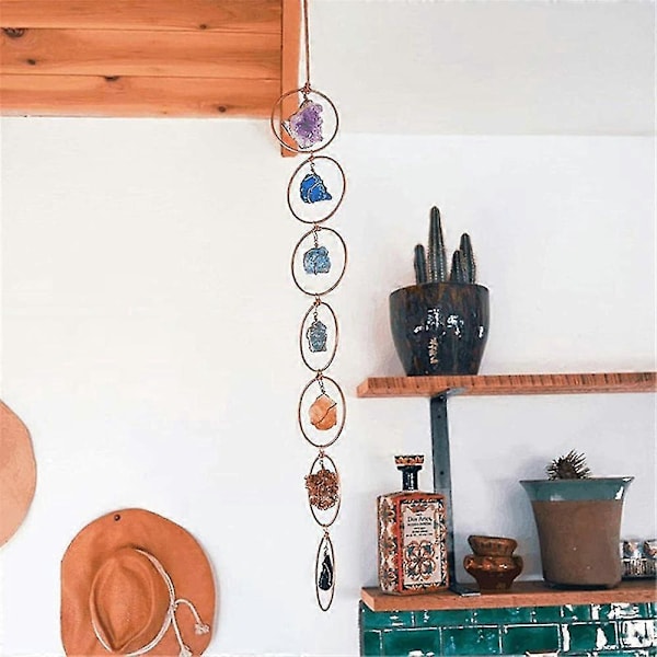 7 Chakra Ädelstenar Helande Kristaller Vindspel för Fönster och Bil Hängande Ornament