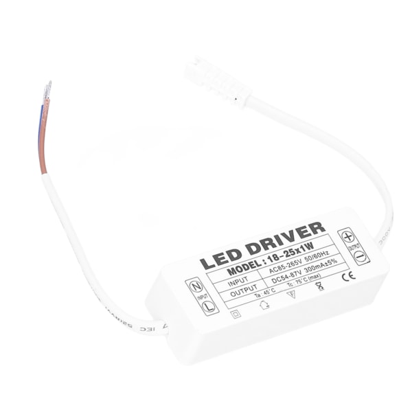 18‑25X1W LED Driver Konstant Strøm 300mA inngang AC85‑265V Utgang 54‑87VDC LED Driver Transformator