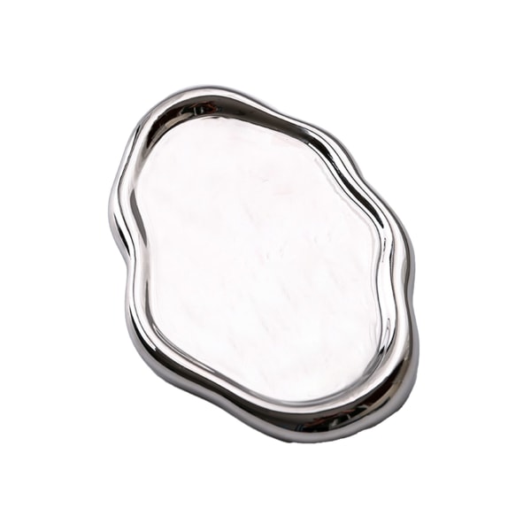 Jewelry Plate Ceramic Glossy Appearance Simple Modern Stylish Storage Tray for Home Gift Silver Oval