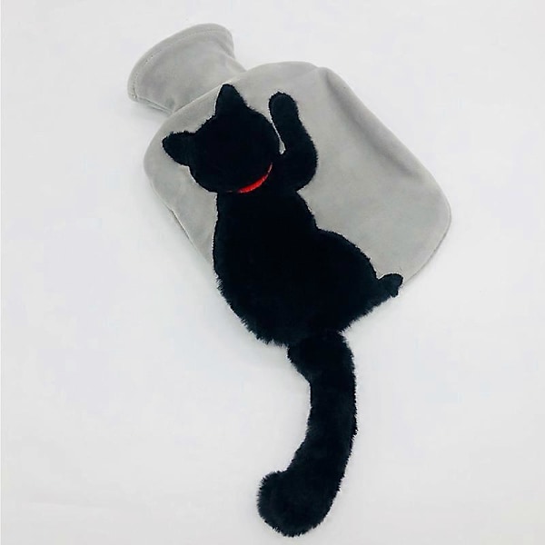 Söt Katt Vattenflaska med Plyschöverdrag 1L Klassisk Gummi Vattenflaska Mjuk Värme