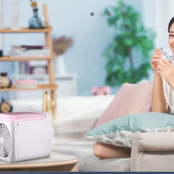 Bærbar Aircondition Mini Køleventilator Luftkøler 3 Vindhastigheder Skrivebords USB-drevet Luftfugter Natlys Ventilator Pink