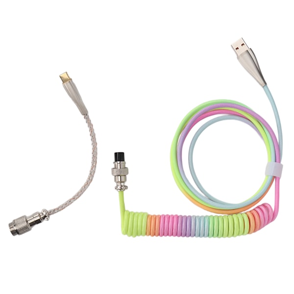 Pelikäyttöön tarkoitettu näppäimistön kaapeli, värigradientti, RGB-valaistus, mukautettu mekaaninen näppäimistö, sisäänvedettävä USB C -kierrejousikaapeli, tyyppi 2