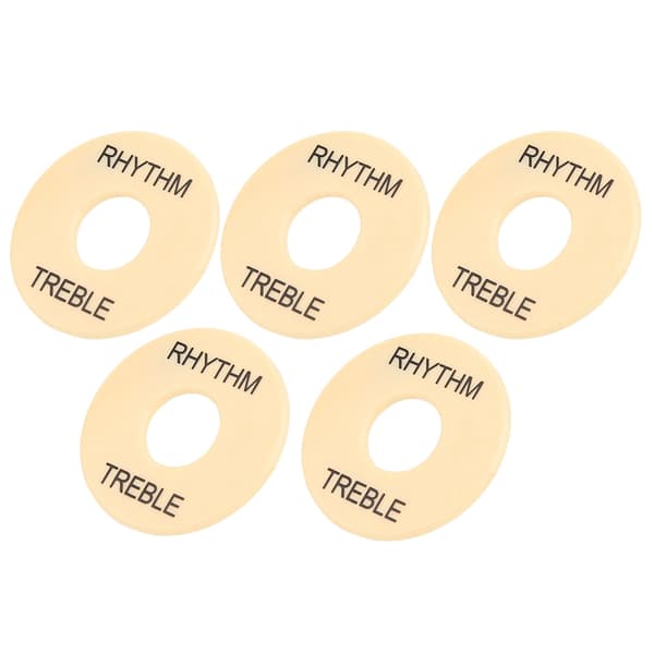5 st. elgitarrswitchbricka i plast, tillbehör för musikinstrument, 44 mm diameter GN602 svart text