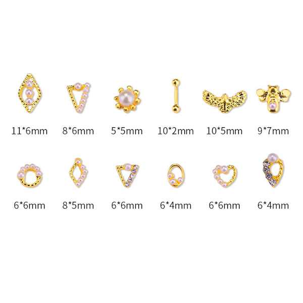 1 låda nagelkonstdekoration naglar strass manikyr DIY tillbehör verktyg (03Pearl legering)