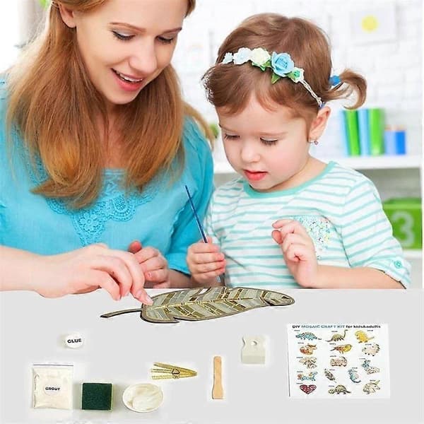 DIY Mosaikkunstsett, Mosaikkfjærkunstsett for barn og voksne A