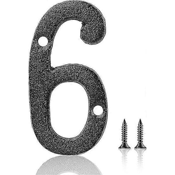 3 tuuman valurautaiset talonumerot ja -kirjaimet, vintage-tyyliset valurautaiset talonumerot, kiinteät metalliset portin postilaatikon numerot, mukana vastaavat ruuvit Zekai numero 6
