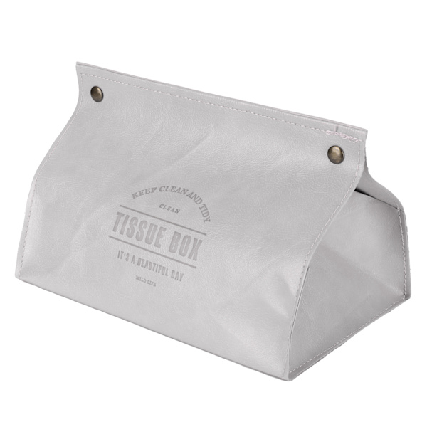PU Læder Originalitet Tissue Box Desktop Tissue Organizer til Soveværelse Stue Grå