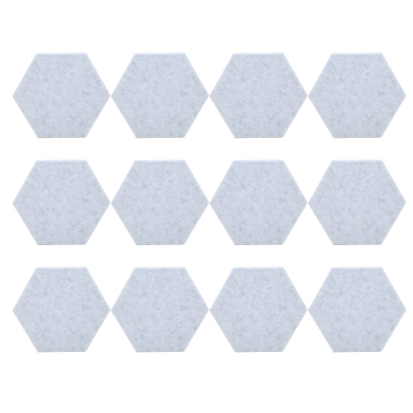 Lydabsorberende paneler - 12 pakke | Sekskantet design | Selvklebende bakside | Akustiske veggfliser | Støyreduksjonsløsning | Sølvgrå