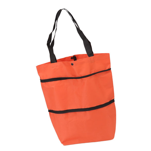 Indkøbsvogn Foldbar Taske Stor Kapacitet Lynlås Design Oxford Klud med Hjul til Camping Orange
