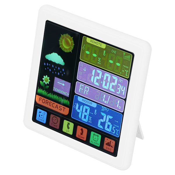 Trådlös väderklocka Digital termometer Hygrometer med pekskärm för hemmabruk USB 5V