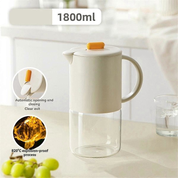Lasinen vesikannu kannella, keittiön kahvipannu 1800ml, vaaleanvihreä