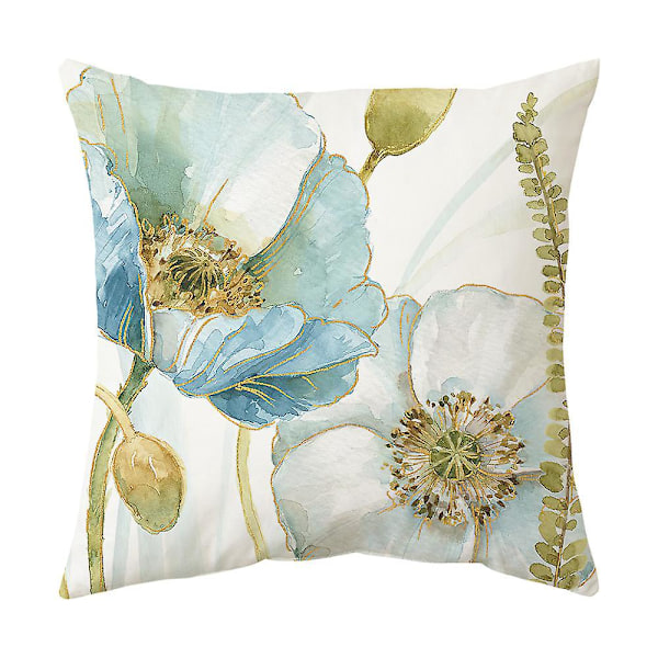 Sett med 4 stk. Putetrekk med vakkert blomstermønster, 45 x 45 cm Putetrekk Sofa Bil Hjem Dekorativt Putetrekk (4 forskjellige stiler)