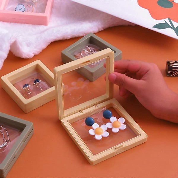 10 stk. PE film suspensionsboks smykkeholder transparent akryl øreringe opbevaring øreringe display holder emballage opbevaringsboks 9*9 cm (grøn)