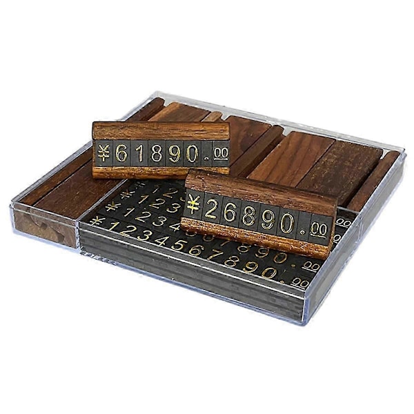 10 Set/Box Mini Trä Kombinerad Siffer Pris Kub Tag Smycken Justerbar Nummer Prissättningsetikett Skylt H