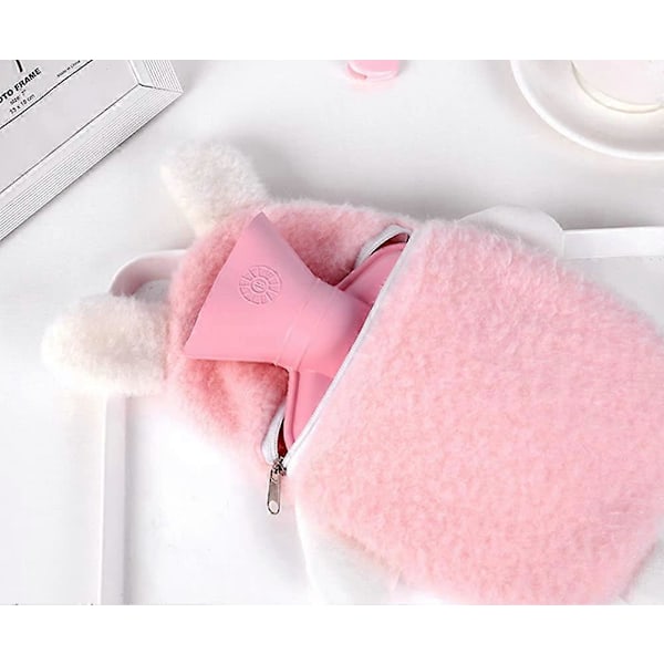 Lapin-Rose kuumavesipullo pehmeällä luonnonkumisuojuksella, tiivis kuumavesipullo irrotettavalla suojuksella, 0,5 litraa, tarjoaa lämpöä ja mukavuutta Perf