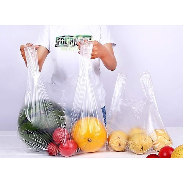 100 st 24x36cm/9.4x14 tum Klar Plast Väska Bärkassar Väst Stil Matkassar Takeout Påsar Handelsvaror Matvarukassar För Stormarknad