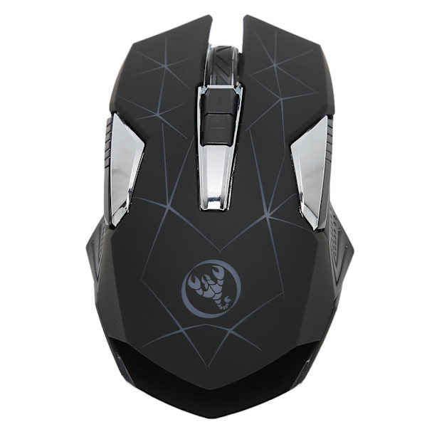 Trådløs mus 2.4G trådløs ergonomisk design 3 DPI skridsikker rulle USB genopladelig gamingmus til pc bærbar computer sort