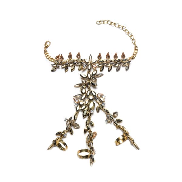 Dame Vakkert Rhinestone Dekorasjon Legering Ring Armbånd (Gull)