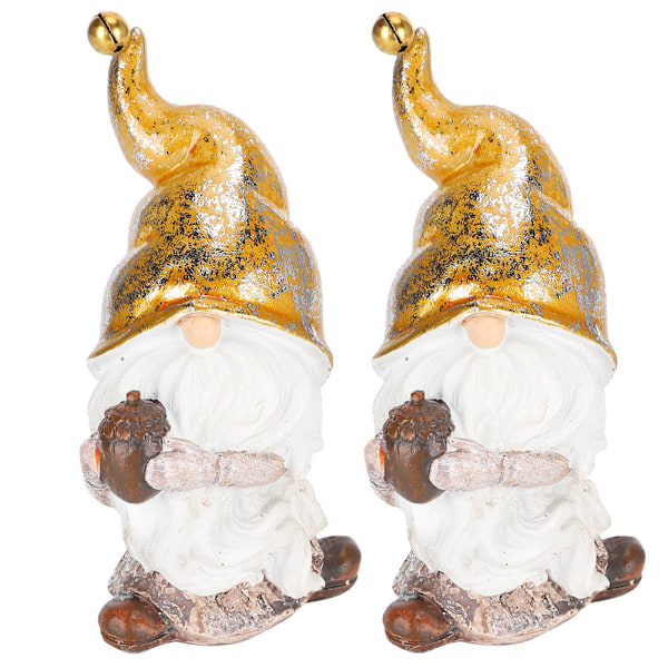 2 stk. Resin Santa-statue Ornamenter Jul Hvit Skjegg Skog Menn Håndverk Dekorasjon Gave