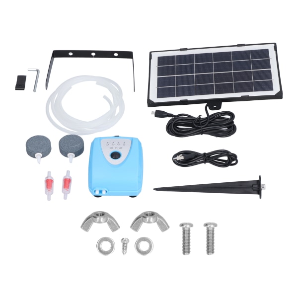 Aurinkovoimalla toimiva hapetin Vesihappi Hidasmeluinen Ilmapumppu Lampin ilmastin AP008 3,5W 3,0-4,25V