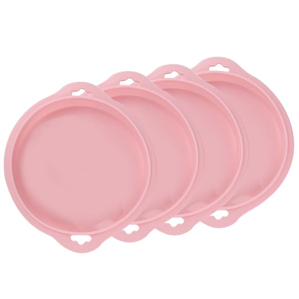 4 STK Silikon Lagdelt Kakeform Rund Brødform Kakebrettform Nonstick Bakeverktøy (Rosa S)