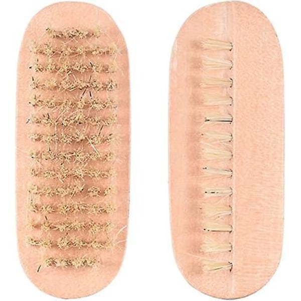 Dubbelsidig hand- och nagelborste, fingerborste, handmanikyr, tvättborste, nagelskrubb, rengöringsborste, handnagelborstar i trä, 1 st