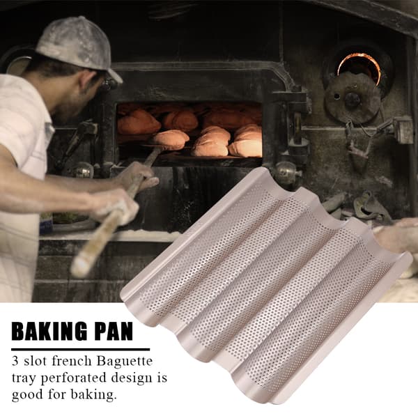 10 tommer franskbrødform Baguette bageplade Perforeret 3-slids non-stick bageform