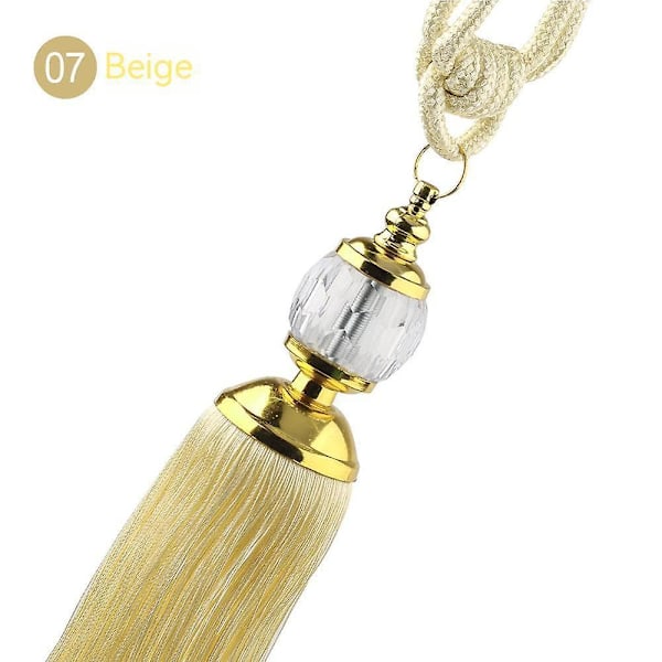 Kristallprydda fransgardinknappar - Set om 2, Beige