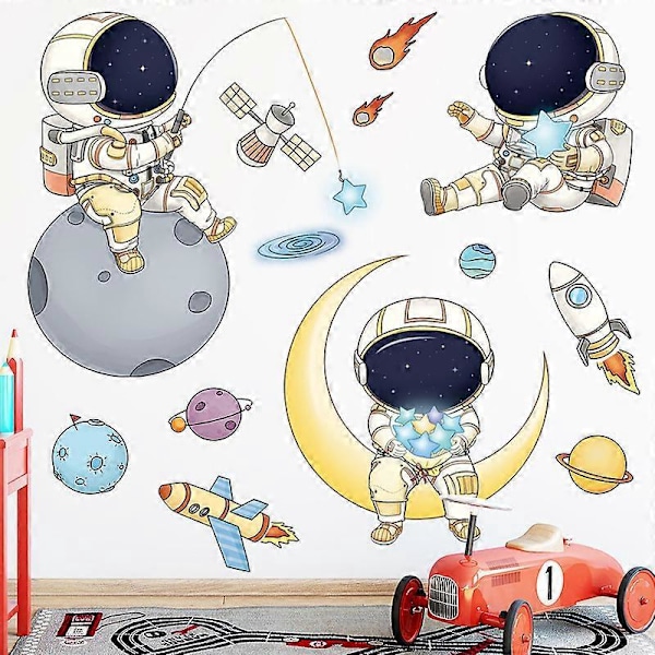 En uppsättning Astronaut Väggdekaler Väggdekor för vardagsrum Sovrum kök kontor